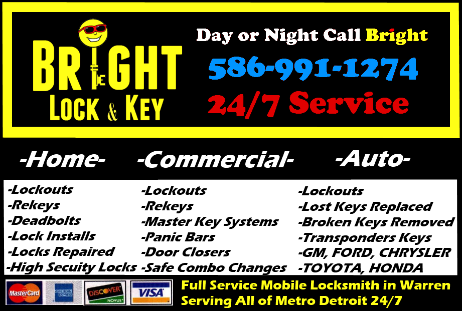 Bright Lock and Key, Locksmith Warren, MI 48089 *586-991-1274*
